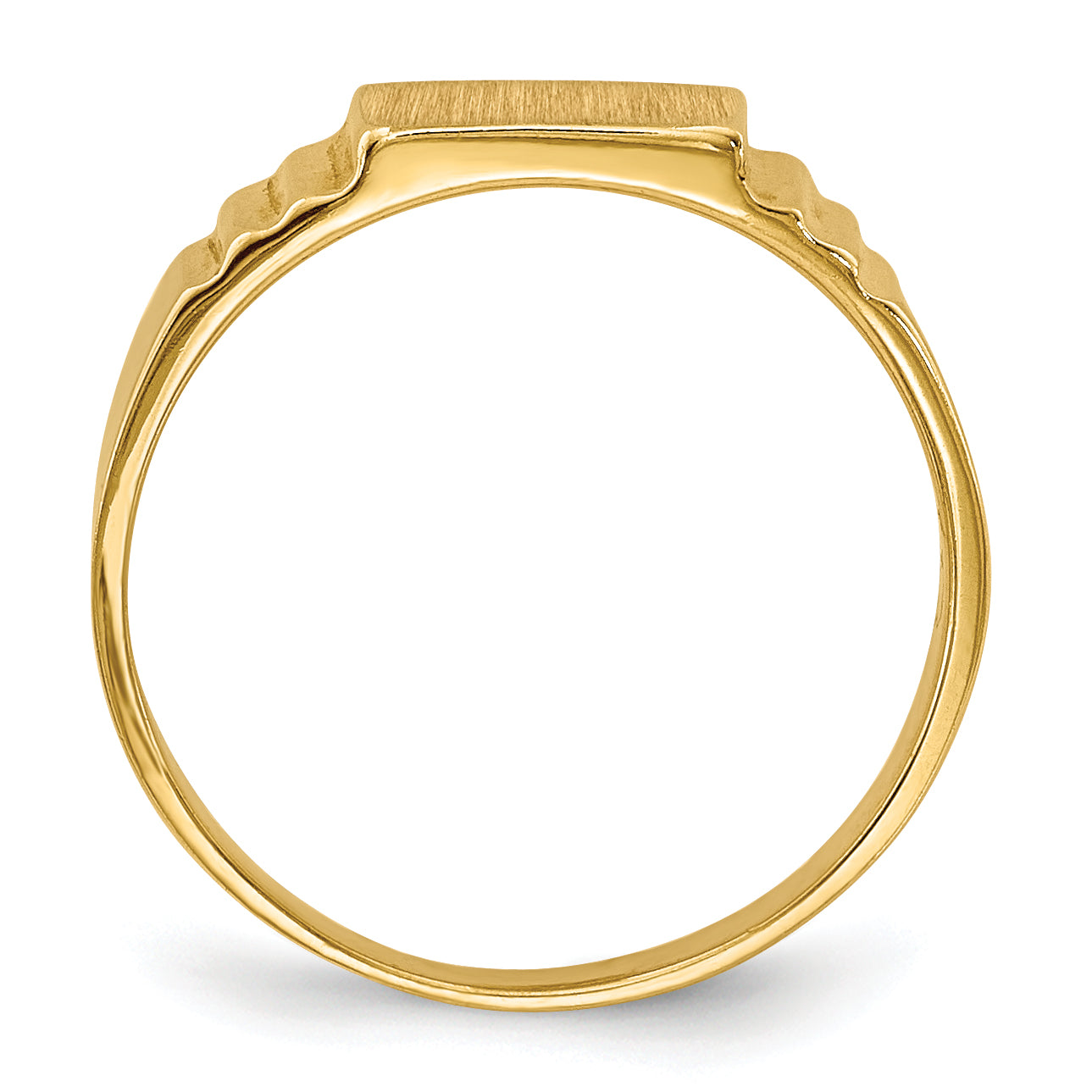 14K Yellow Gold Satin Small Rectangle Signet Ring R522 - side view
