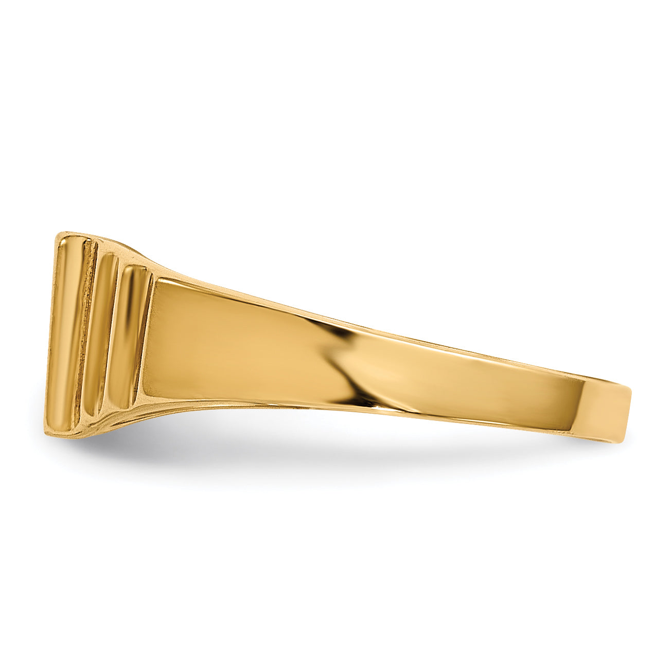 14K Yellow Gold Satin Small Rectangle Signet Ring R522 - angled view