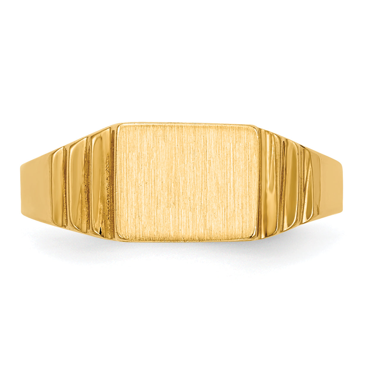 14K Yellow Gold Satin Small Rectangle Signet Ring R522 - profile view
