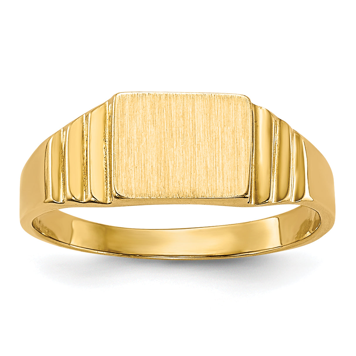 14K Yellow Gold Satin Small Rectangle Signet Ring R522