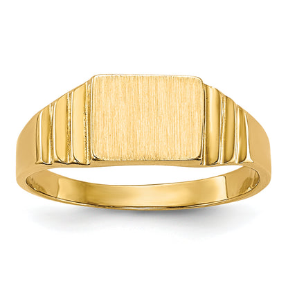 14K Yellow Gold Satin Small Rectangle Signet Ring R522