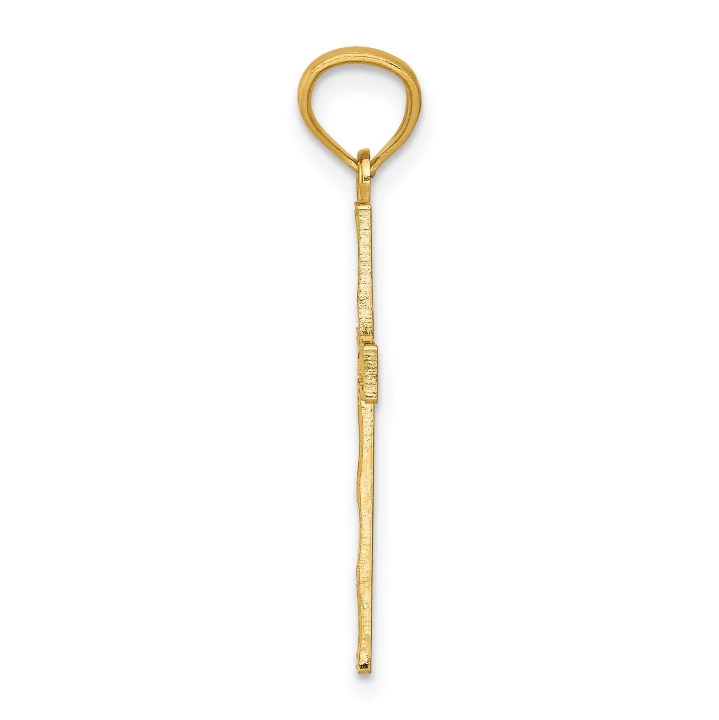 14K yellow gold filigree cross pendant alternate view - REL70