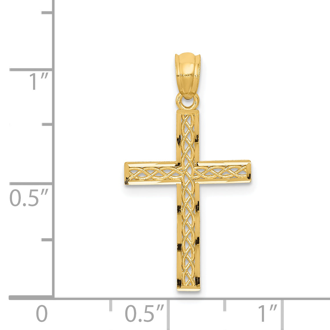 14K yellow gold filigree cross pendant dimensions - REL70