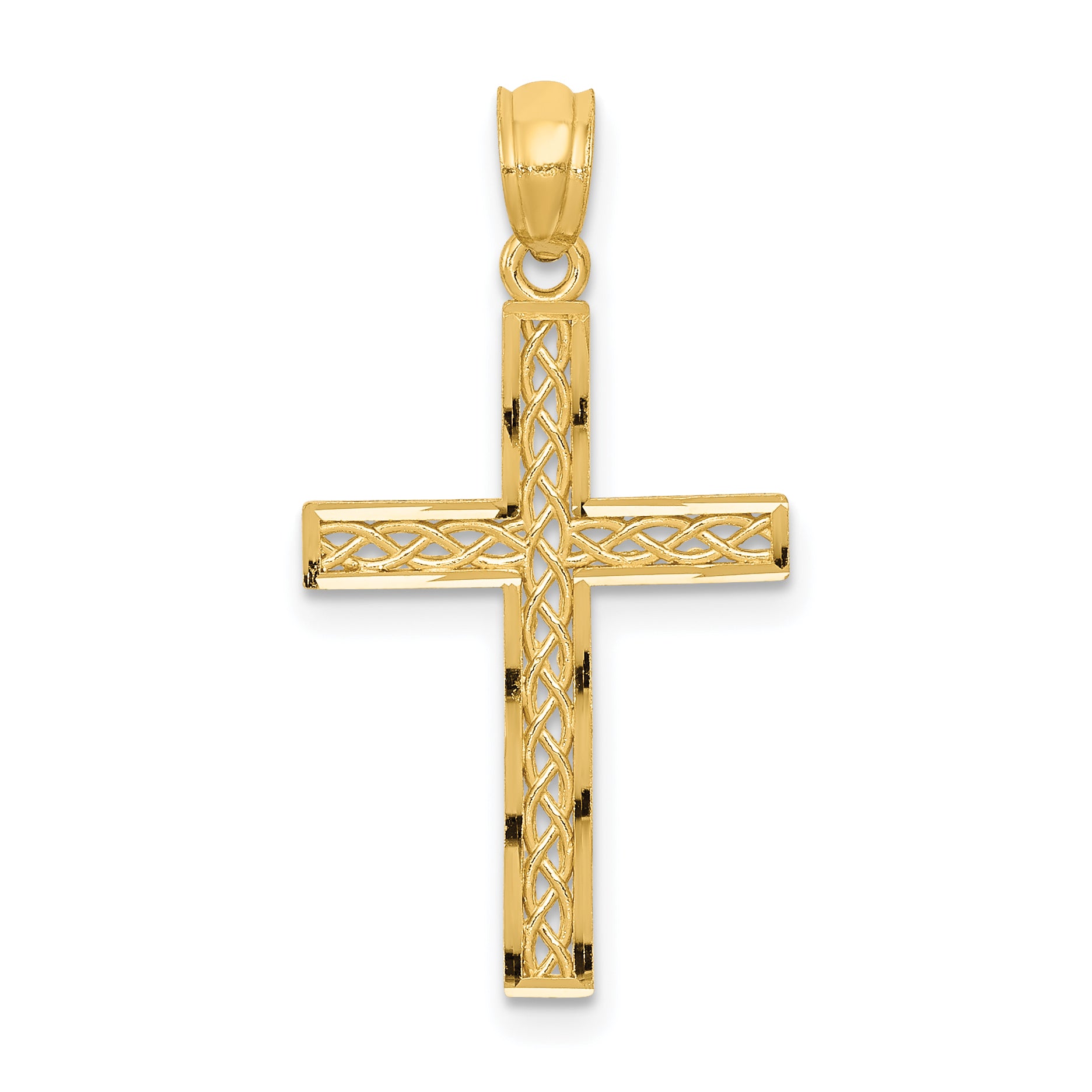 14K yellow gold filigree cross pendant - REL70