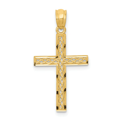 14K yellow gold filigree cross pendant - REL70