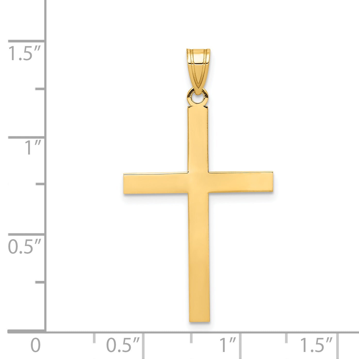 14K Yellow Gold Cross Pendant - dimensions