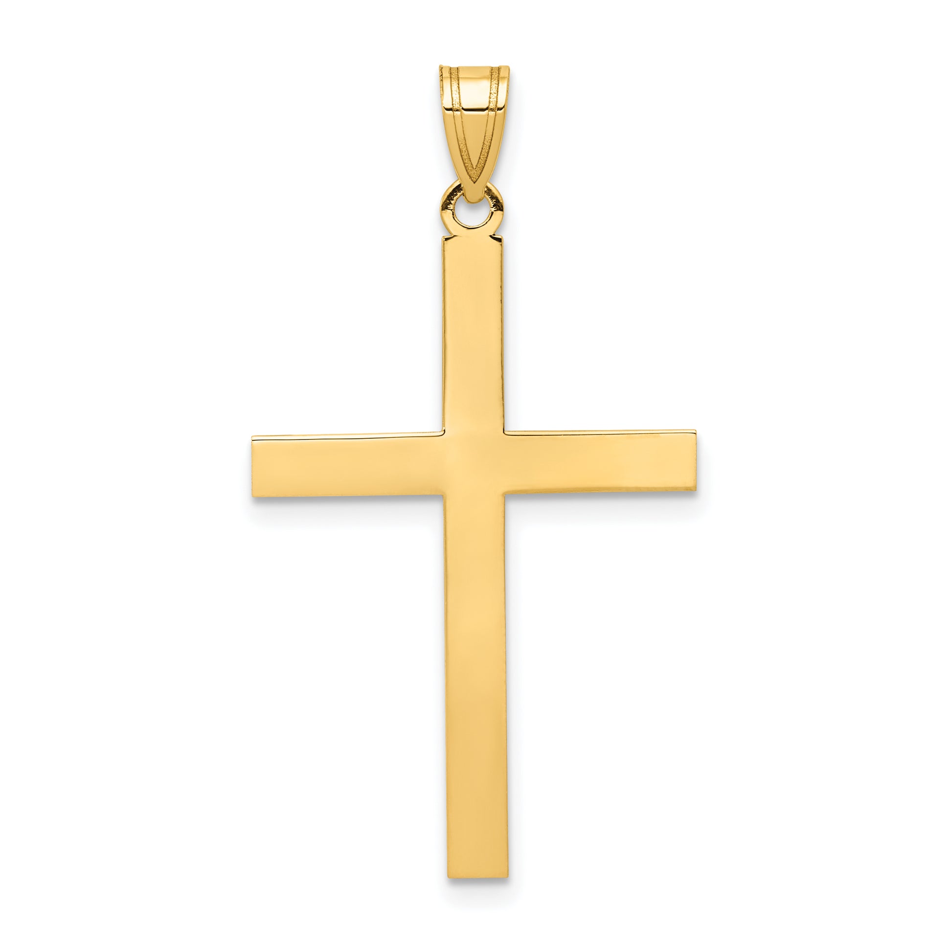 14K Yellow Gold Cross Pendant - front view