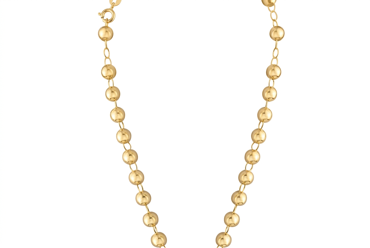 Gold Plated Sterling Silver High Polished Rosary Chain