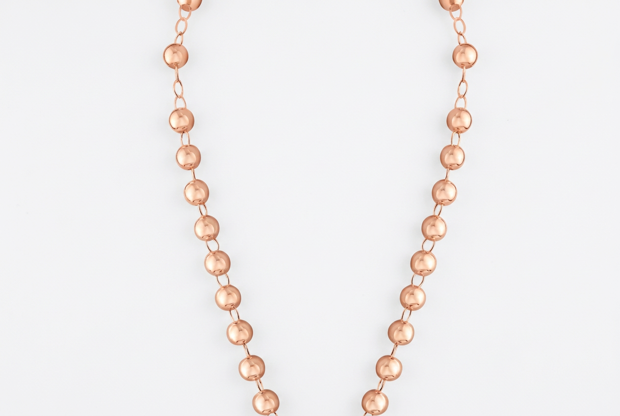 Rose Gold Plated Sterling Silver High Polished Rosary Chain