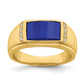 14K Yellow Gold Barrel Lab Sapphire and Diamond Mens Ring RM7359