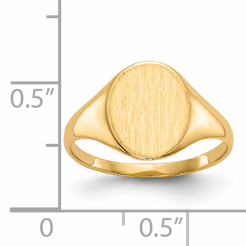 14K Yellow Gold Closed Back Oval Signet Ring 9.5 x 11.0 mm RS101 - alternate view
