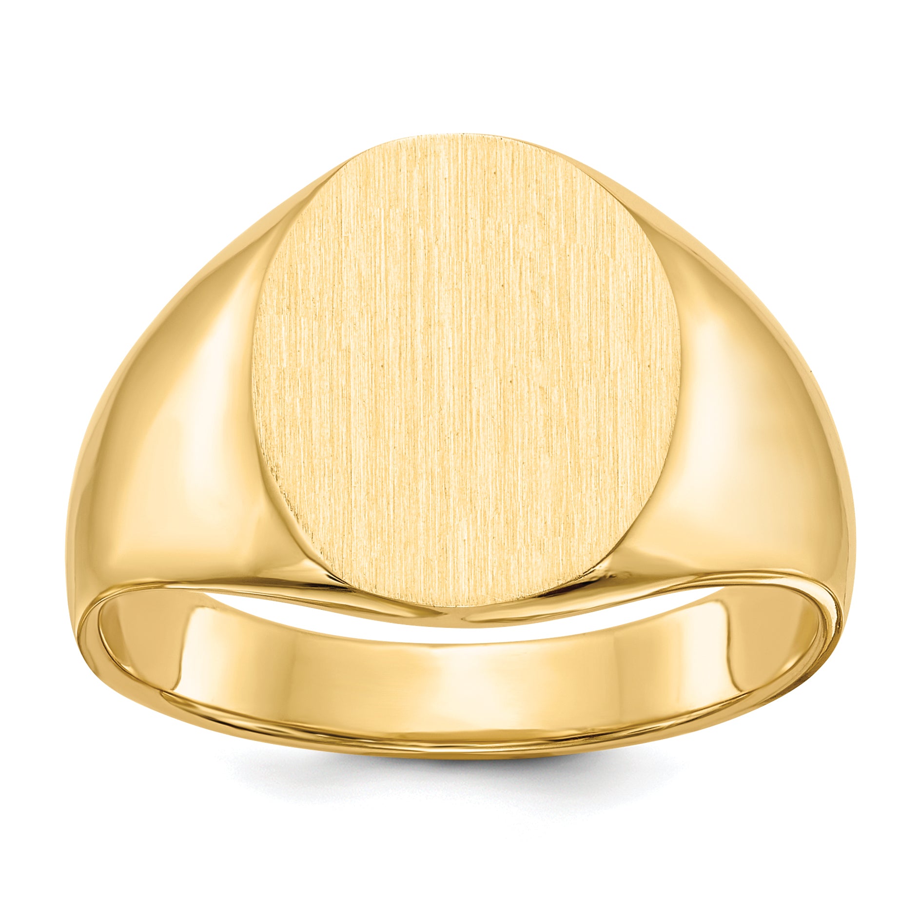 10K Yellow Gold Closed Back Oval Signet Ring 12.0 x 14.5 mm 10RS105