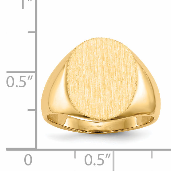 14K Yellow Gold Closed Back Oval Signet Ring 13.0 x 16.0 mm RS106 - alternate view