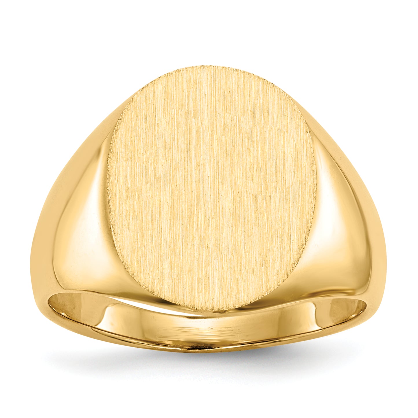 14K Yellow Gold Closed Back Oval Signet Ring 13.0 x 16.0 mm RS106