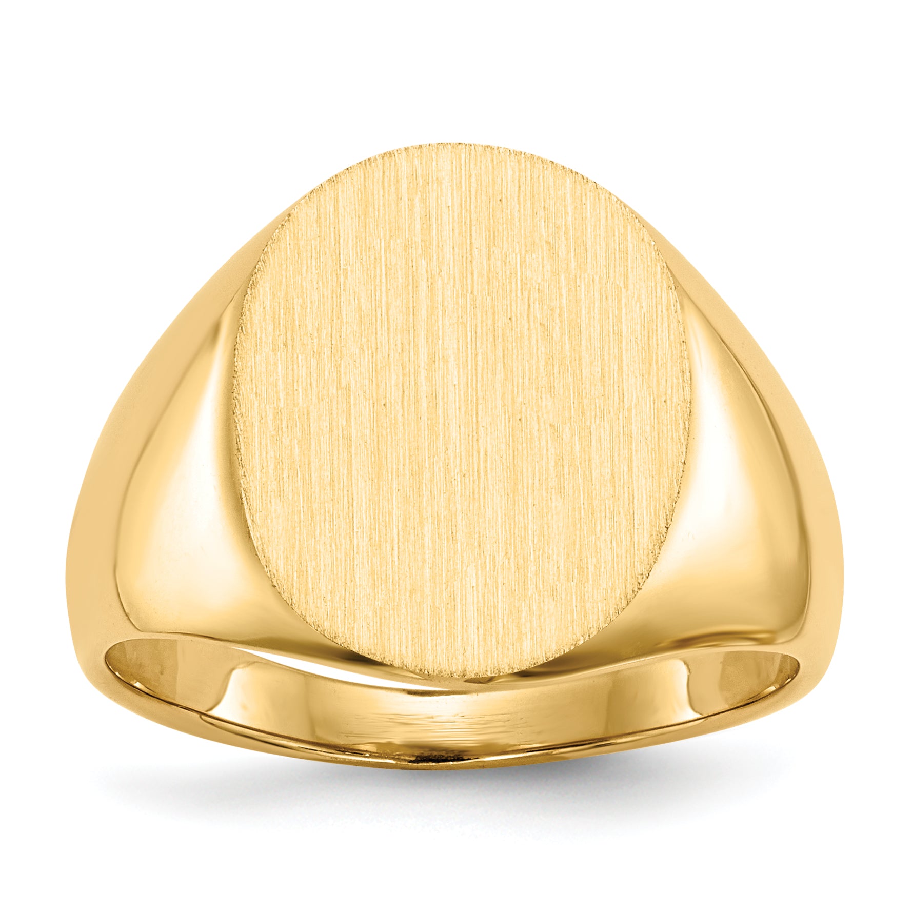 14K Yellow Gold Closed Back Oval Signet Ring 13.0 x 16.0 mm RS106