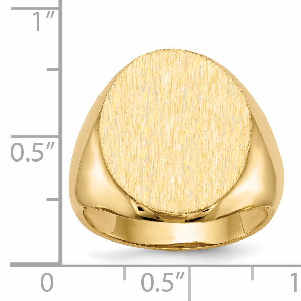 14K Yellow Gold Oval Signet Ring 16.5 x 20.0 mm RS120 - alternate view