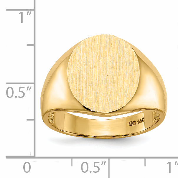 14K Yellow Gold Oval Signet Ring 13.5 x 15.0 mm RS132 - alternate view