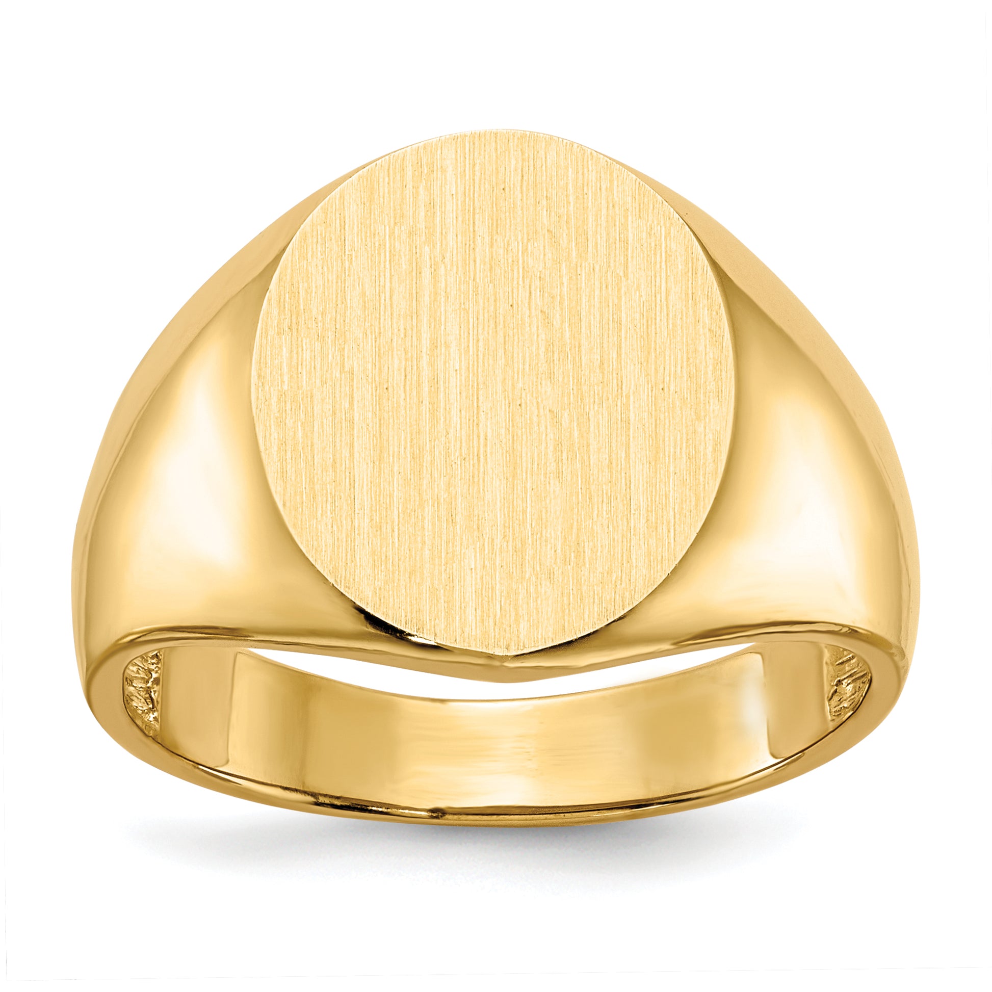14K Yellow Gold Oval Signet Ring 13.5 x 15.0 mm RS132