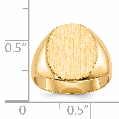 14K Yellow Gold Closed Back Oval Signet Ring 12.0 x 13.5 mm RS142 - alternate view