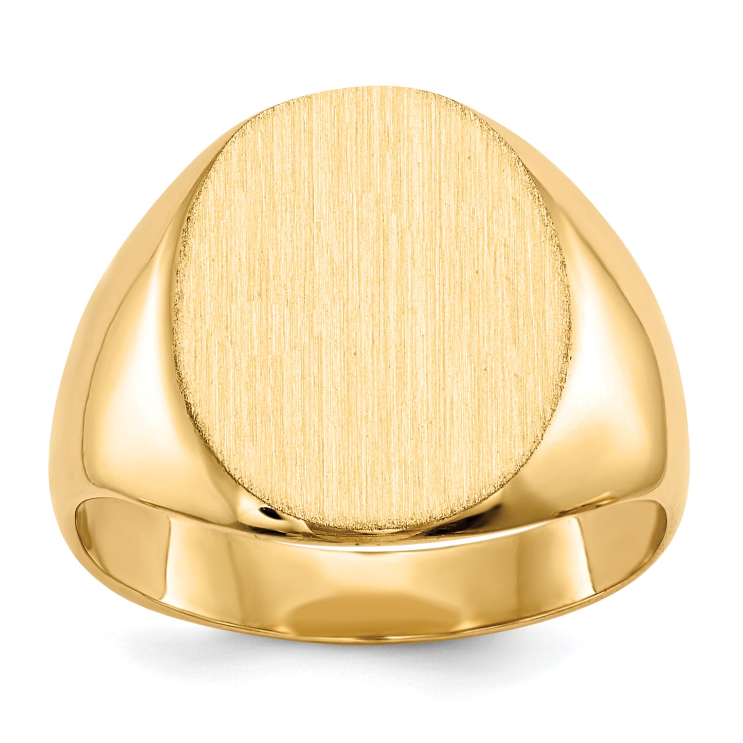 14K Yellow Gold Closed Back Oval Signet Ring 12.0 x 13.5 mm RS142