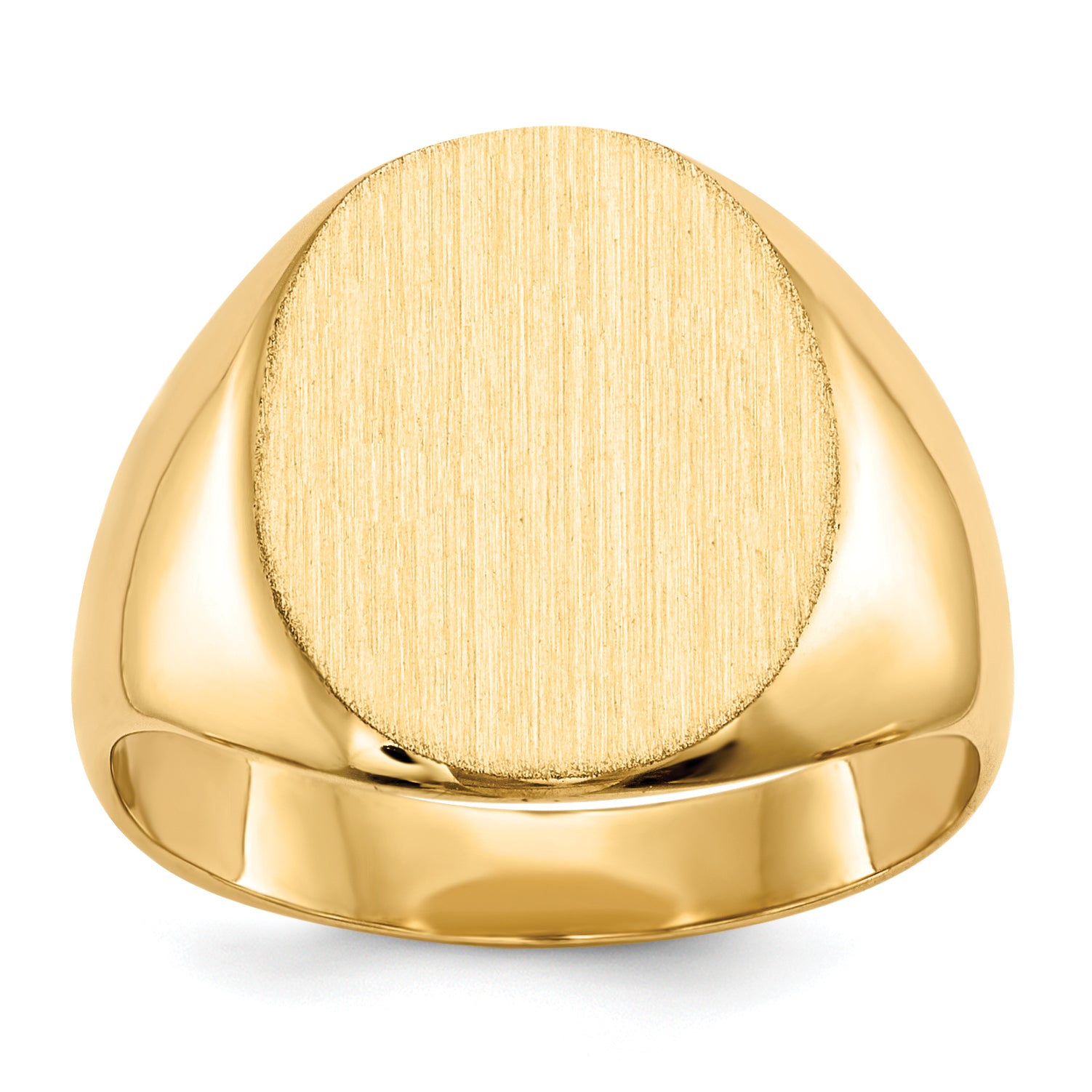 14K Yellow Gold Closed Back Oval Signet Ring 12.0 x 13.5 mm RS142