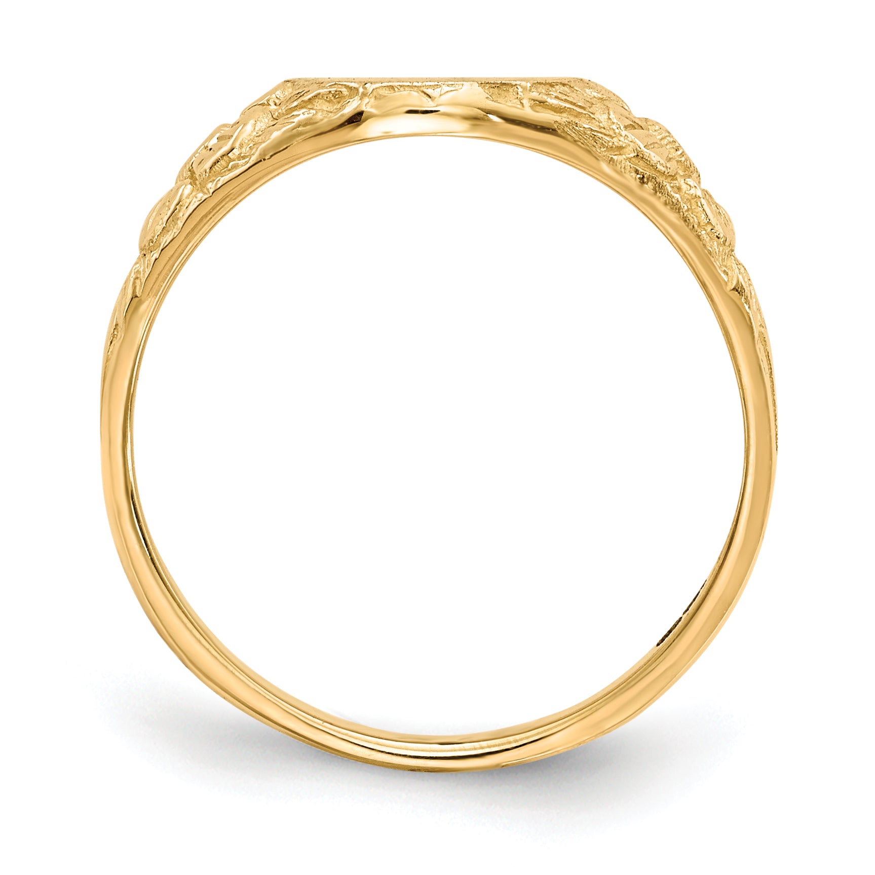 14K Yellow Gold Floral Oval Open Back Signet Ring RS168 - alternate view