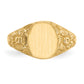 14K Yellow Gold Floral Oval Open Back Signet Ring RS168 - alternate view