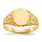 14K Yellow Gold Floral Oval Open Back Signet Ring RS168