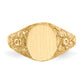 14K Yellow Gold Floral Oval Closed Back Signet Ring RS169 - alternate view