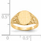 14K Yellow Gold Floral Oval Closed Back Signet Ring RS169 - shown on hand