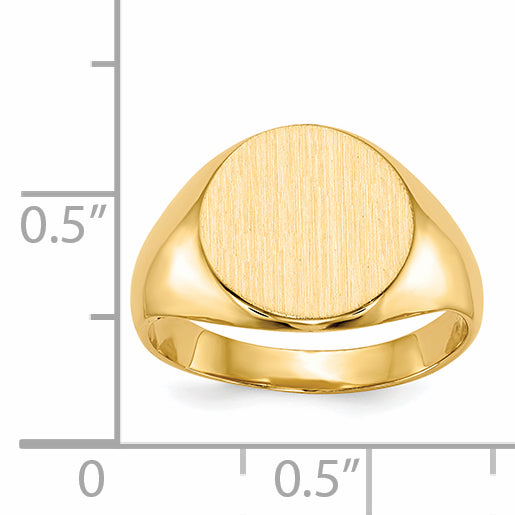 14K Yellow Gold Round Signet Ring 11.5 x 12.0 mm RS278 - alternate view