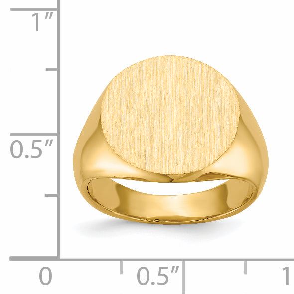 14K Yellow Gold Round Signet Ring 15.0 x 15.5 mm RS280 - alternate view