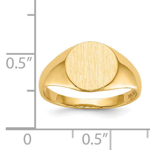 14K Yellow Gold open back round signet ring 9.5 x 10.0 mm RS285 - alternate view