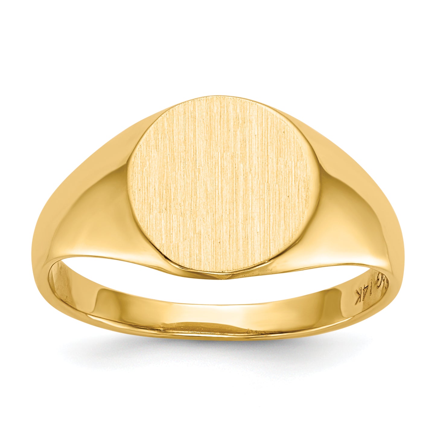 14K Yellow Gold open back round signet ring 9.5 x 10.0 mm RS285