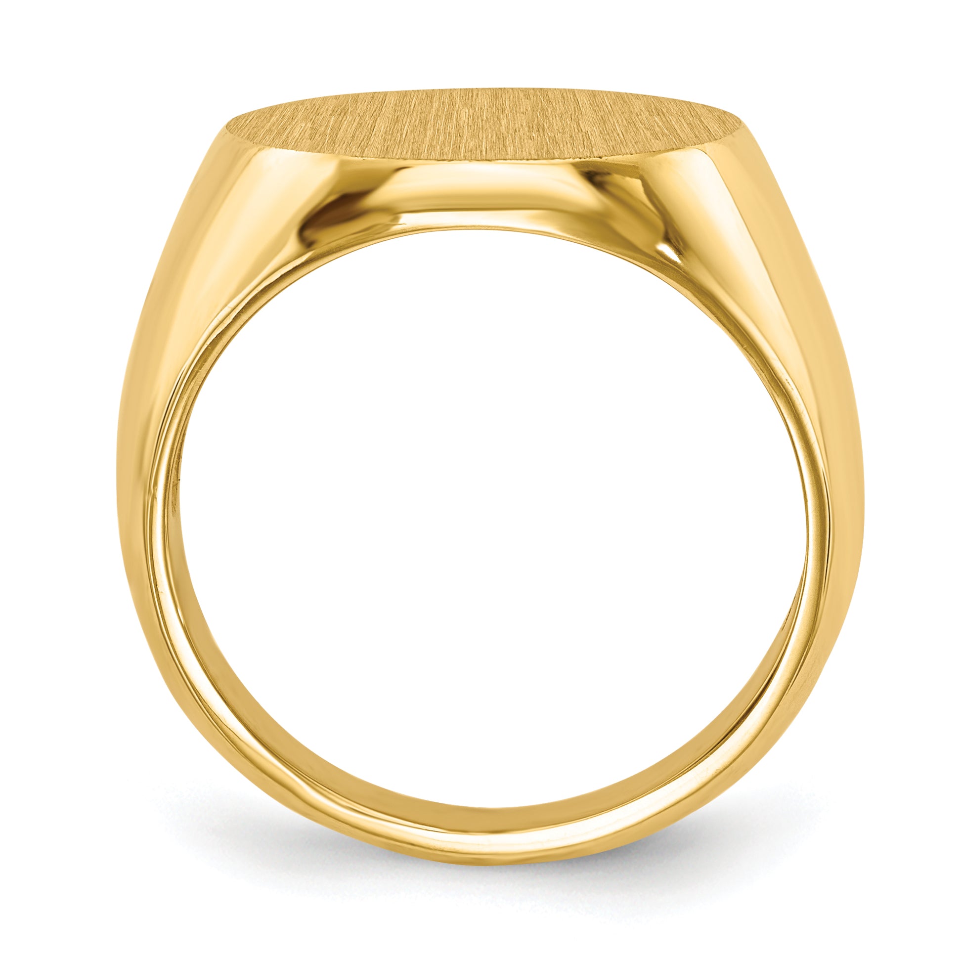 14K Yellow Gold open back round signet ring 15.0 x 15.5 mm RS287 - alternate view