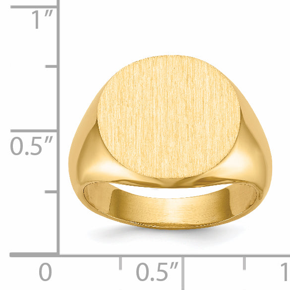 14K Yellow Gold open back round signet ring 15.0 x 15.5 mm RS287 - alternate view