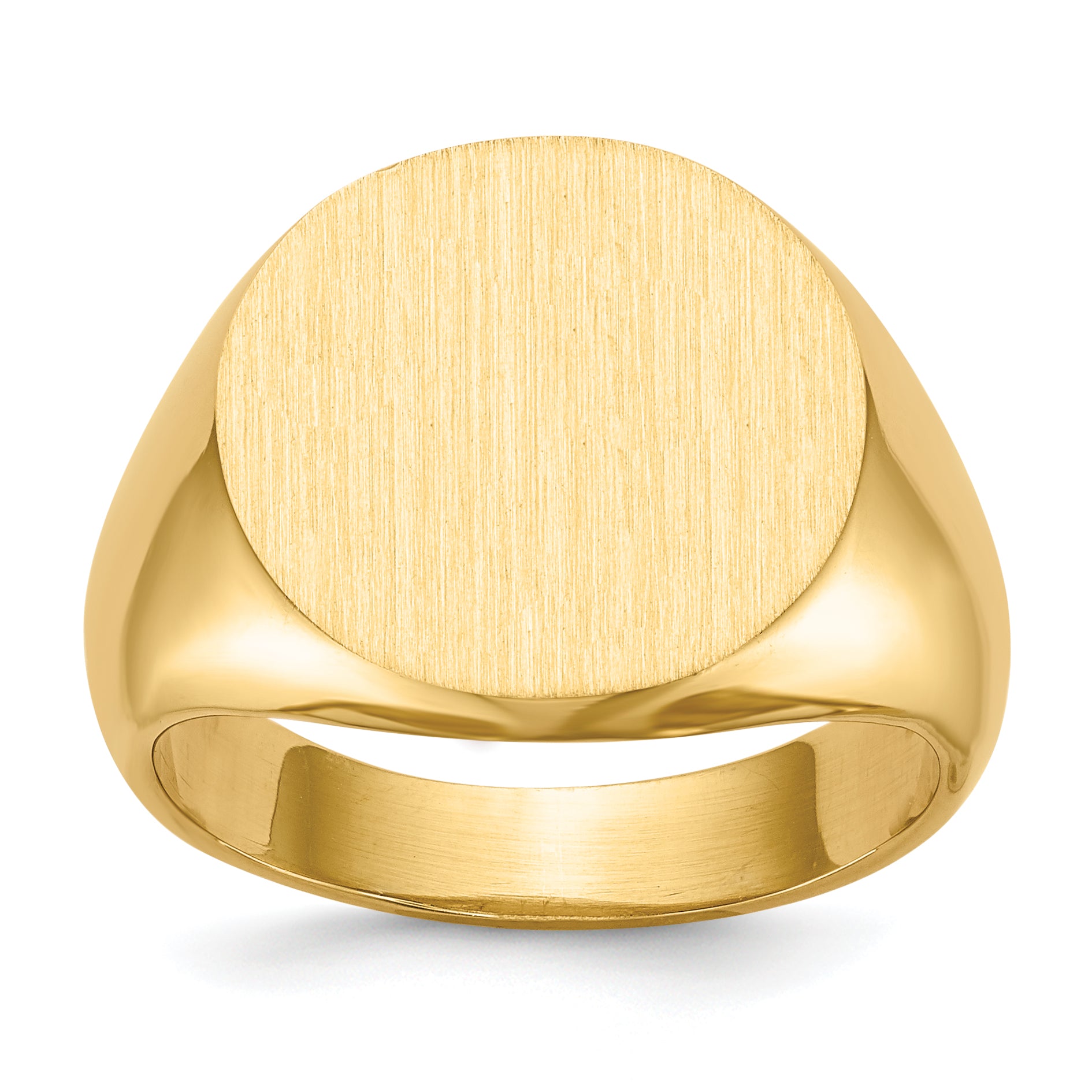 14K Yellow Gold open back round signet ring 15.0 x 15.5 mm RS287