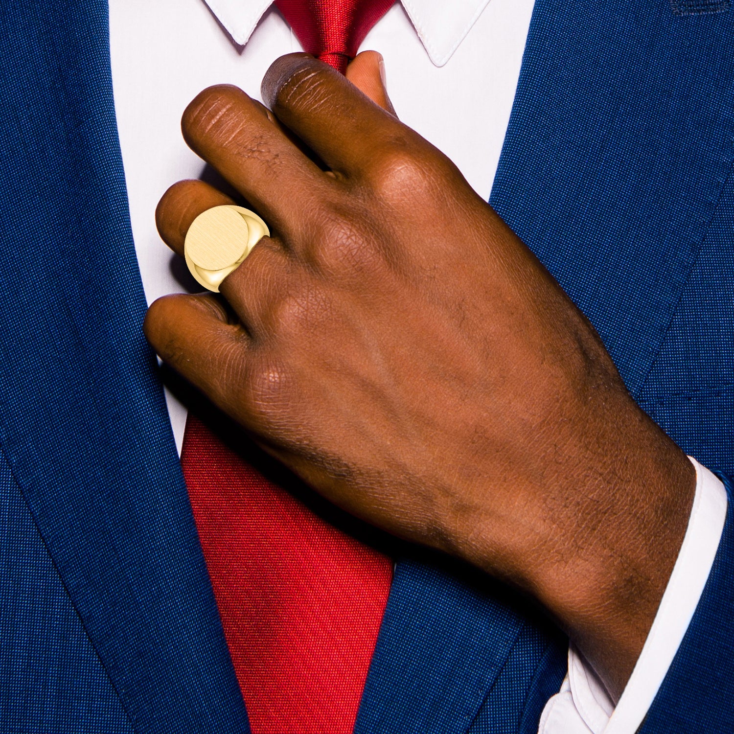 14K Yellow Gold open back round signet ring 18.0 x 18.5 mm RS289 - alternate view