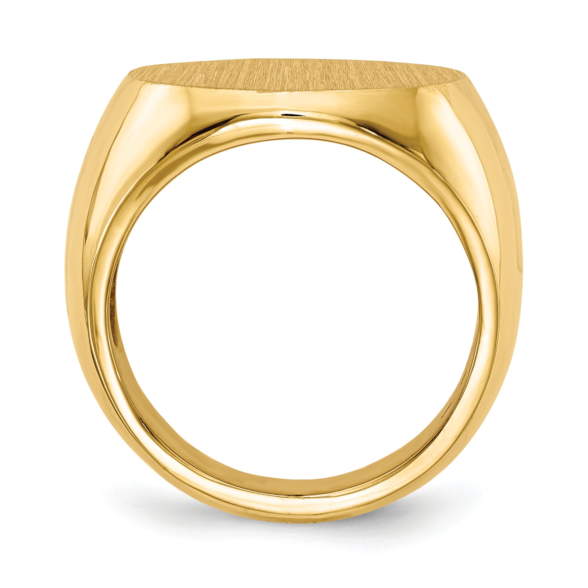 14K Yellow Gold open back round signet ring 18.0 x 18.5 mm RS289 - alternate view