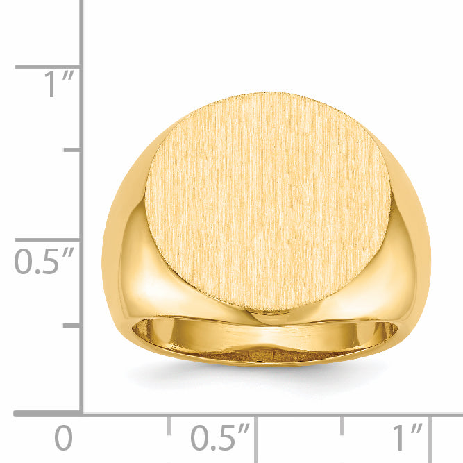 14K Yellow Gold open back round signet ring 18.0 x 18.5 mm RS289 - alternate view