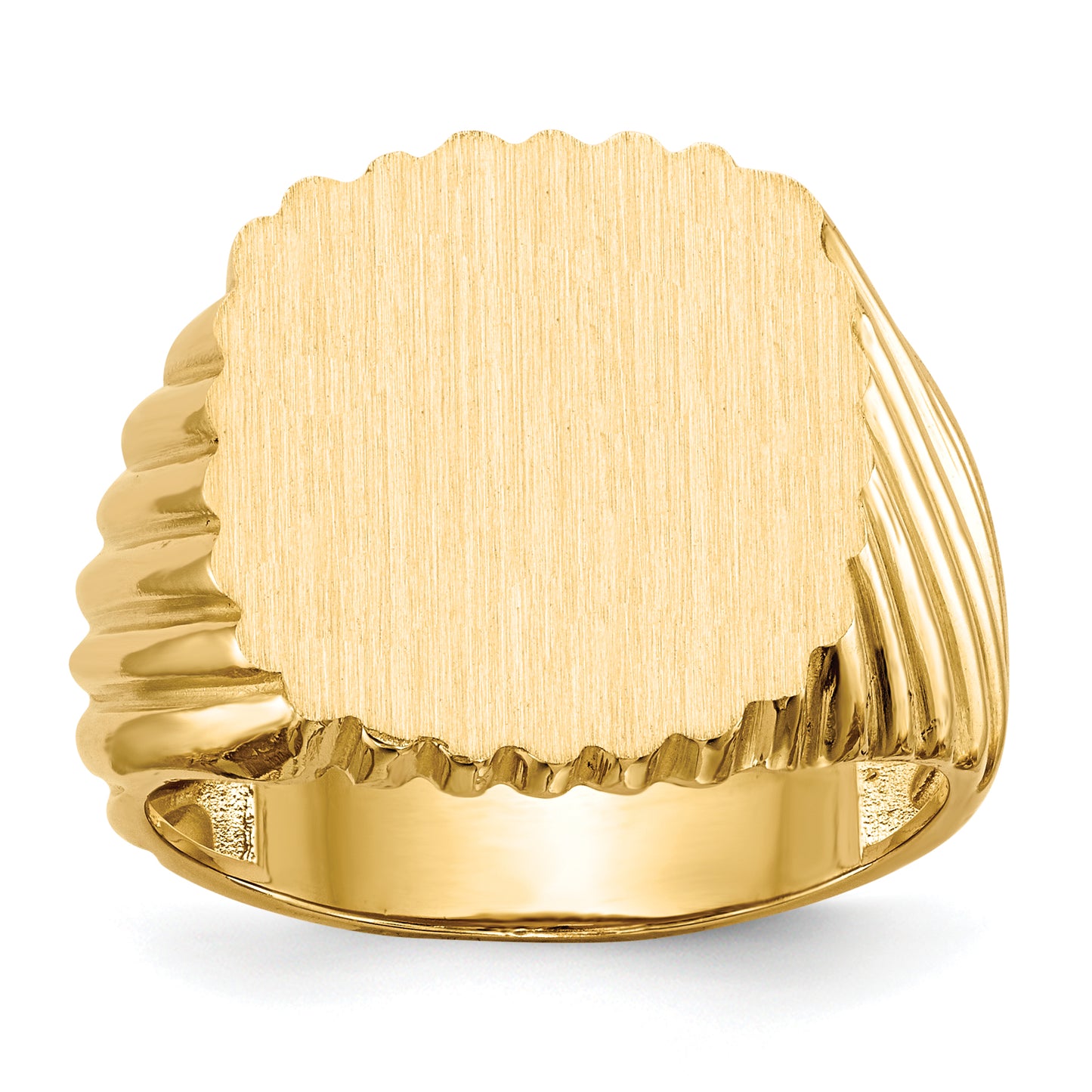 14K Yellow Gold Cushion Open Back Signet Ring RS326