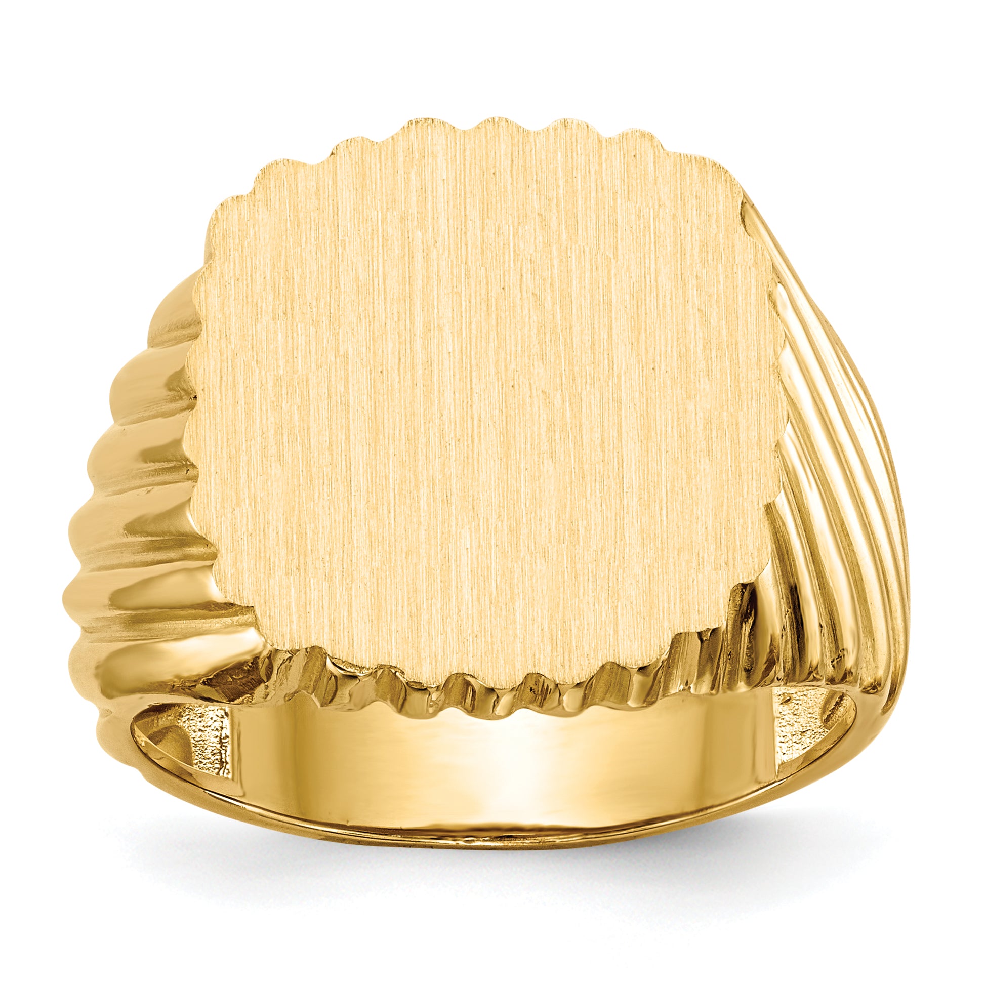 14K Yellow Gold Cushion Open Back Signet Ring RS326