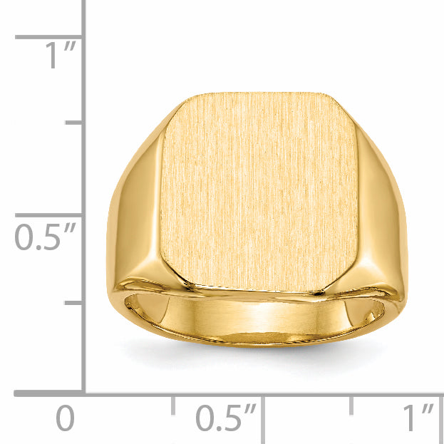 14K Yellow Gold Rectangle Signet Ring 15.0 x 17.0 mm RS334 - alternate view