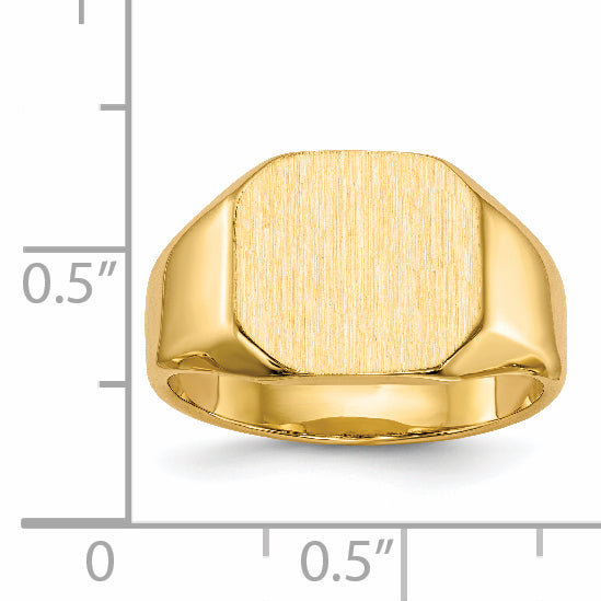 14K Yellow Gold Rectangle Signet Ring 12.5 x 11.0 mm RS340 - alternate view