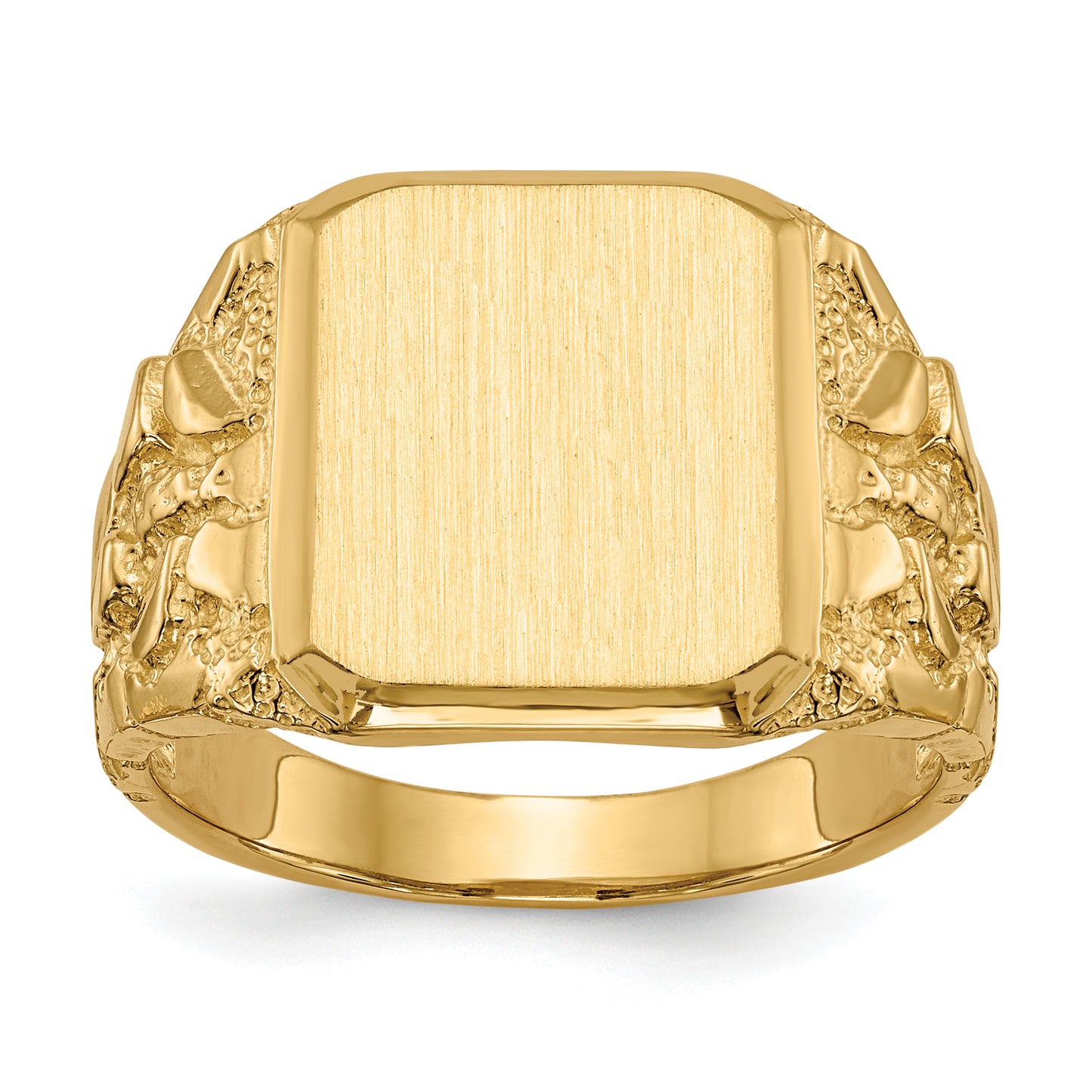 14K Yellow Gold Octagon Nugget Open Back Mens Signet Ring RS354