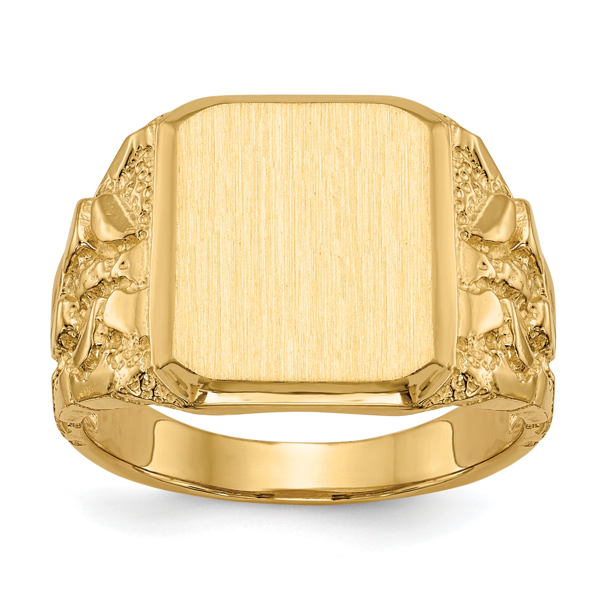 14K Yellow Gold Octagon Nugget Open Back Mens Signet Ring RS354
