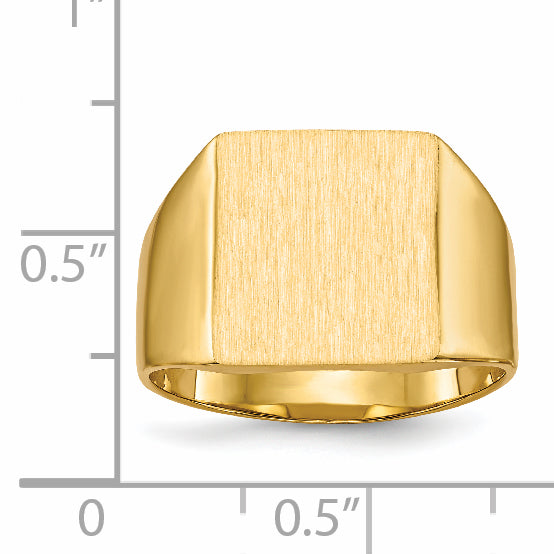 14K Yellow Gold Square Signet Ring 12.0 x 13.0 mm RS359 - alternate view