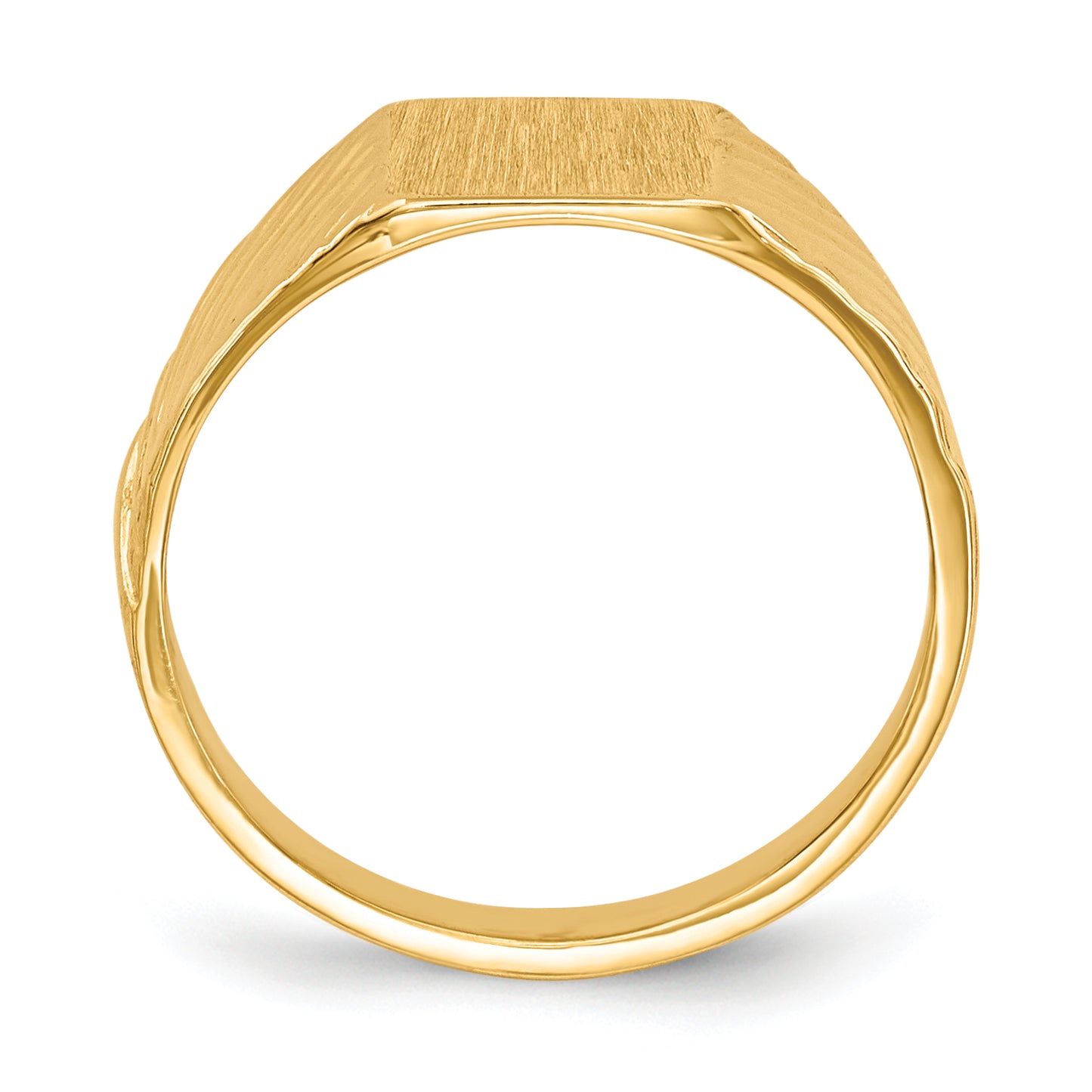 14K Yellow Gold Rectangle Open Back Signet Ring RS372 - side view