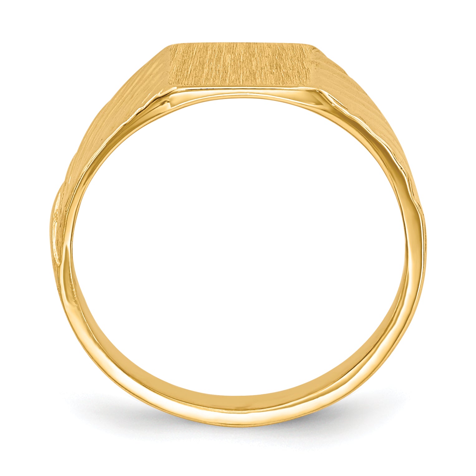 14K Yellow Gold Rectangle Open Back Signet Ring RS372 - side view