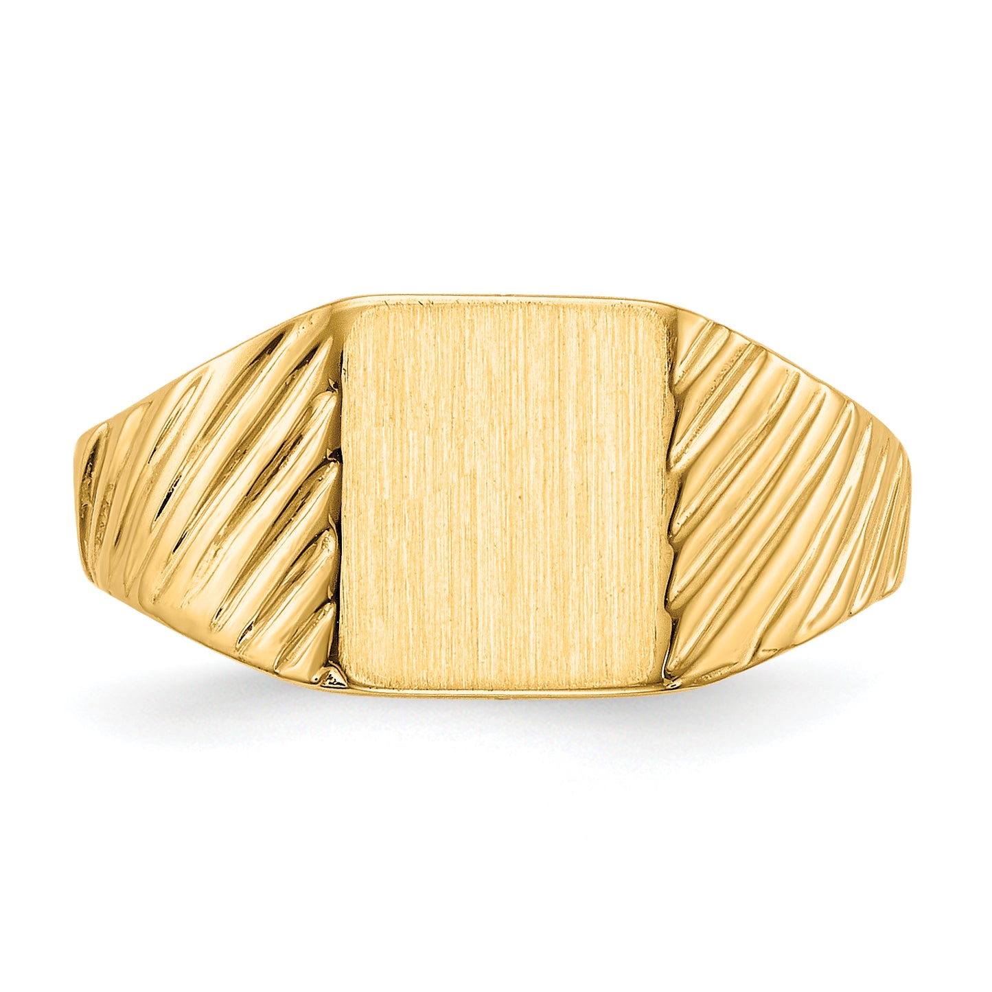 14K Yellow Gold Rectangle Open Back Signet Ring RS372 - profile view